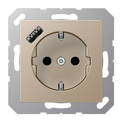 Розетка SCHUKO® с USB-зарядным устройством, тип А; термопласт; цвет шампань