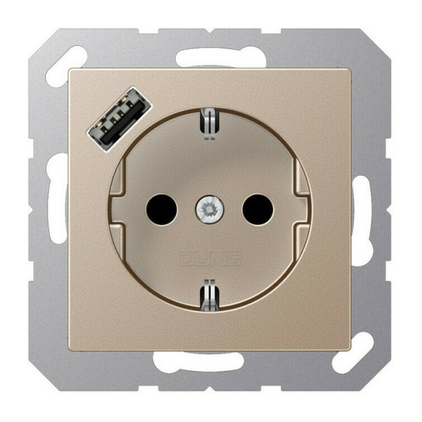 Розетка SCHUKO® с USB-зарядным устройством, тип А; термопласт; цвет шампань