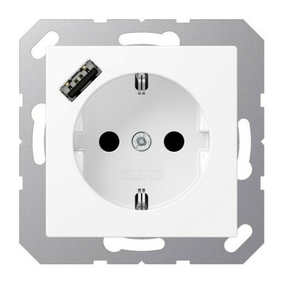 Розетка SCHUKO® с USB-зарядным устройством, тип А; термопласт; цвет белый матовый