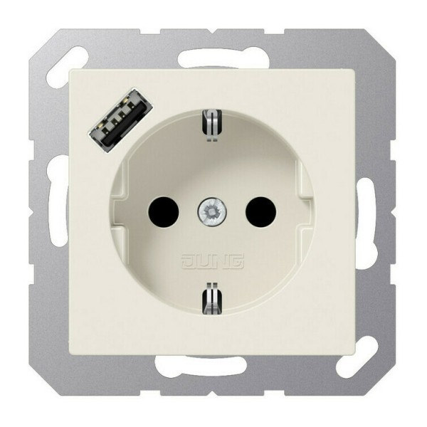 Розетка SCHUKO® с USB-зарядным устройством, тип А; термопласт; цвет слоновая кость