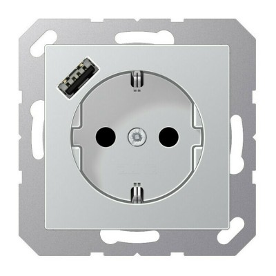 Розетка SCHUKO® с USB-зарядным устройством, тип А; термопласт; алюминий