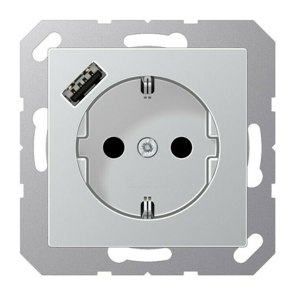 Розетка SCHUKO® с USB-зарядным устройством, тип А; термопласт; алюминий